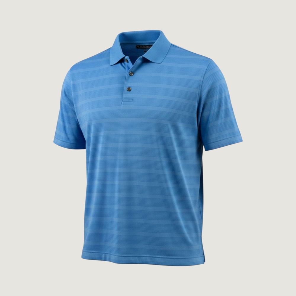 Pebble Beach Performance Mens Blue Striped Short Sleeve Golf Polo Shirt‎ Large